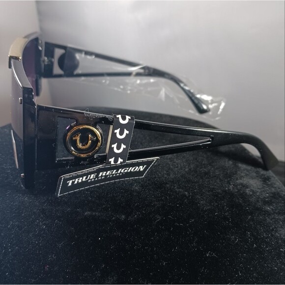 TRUE RELIGION Oversized Square Sunglasses Acetate Black Rimless main image 6